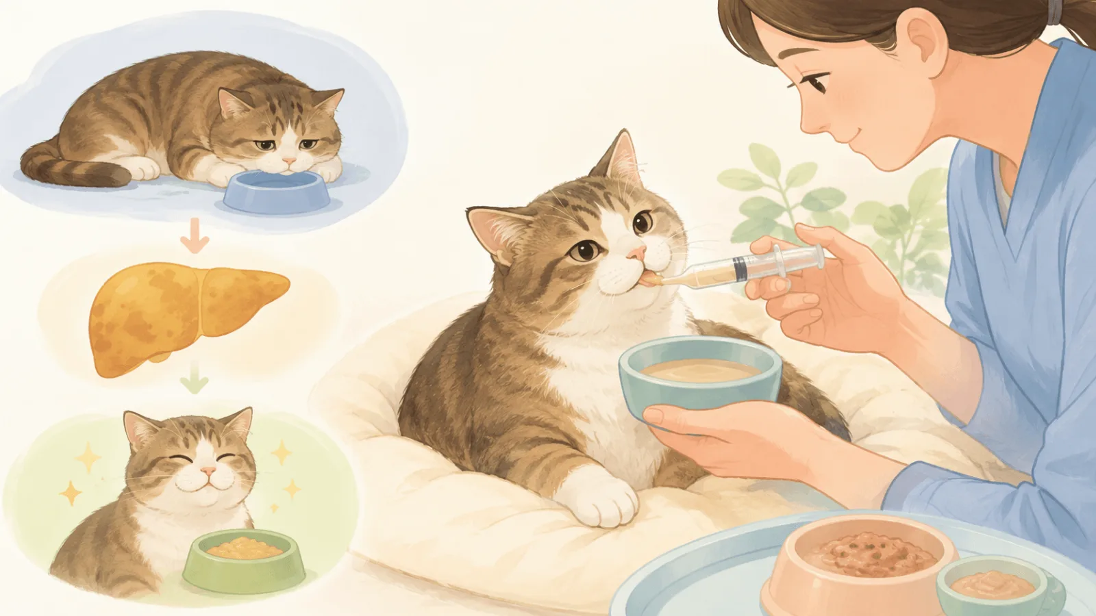 고양이 지방간(간지방증): 굶주림이 부르는 응급, 영양 회복이 치료다